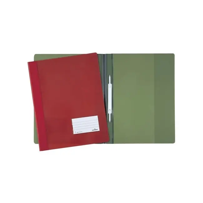 5x Durable Premium Flat Extra Wide A4 Folder Document Holder Translucent Red