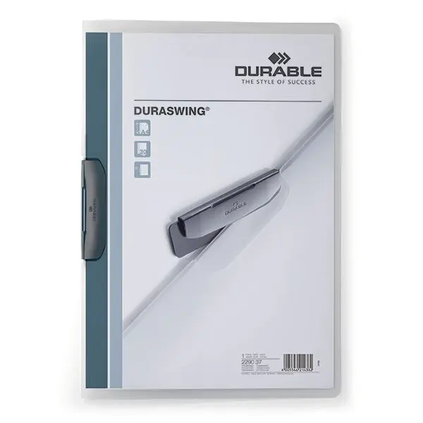 5x Durable Duraswing 30-Sheet A4 Document File Folder Organiser Graphite/Clear