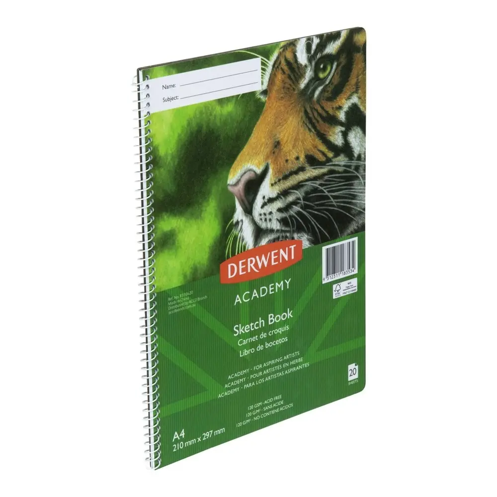 Derwent Academy Art/Craft PP Cover Sketch Book A4 Portrait 20 Sheet 110Gsm