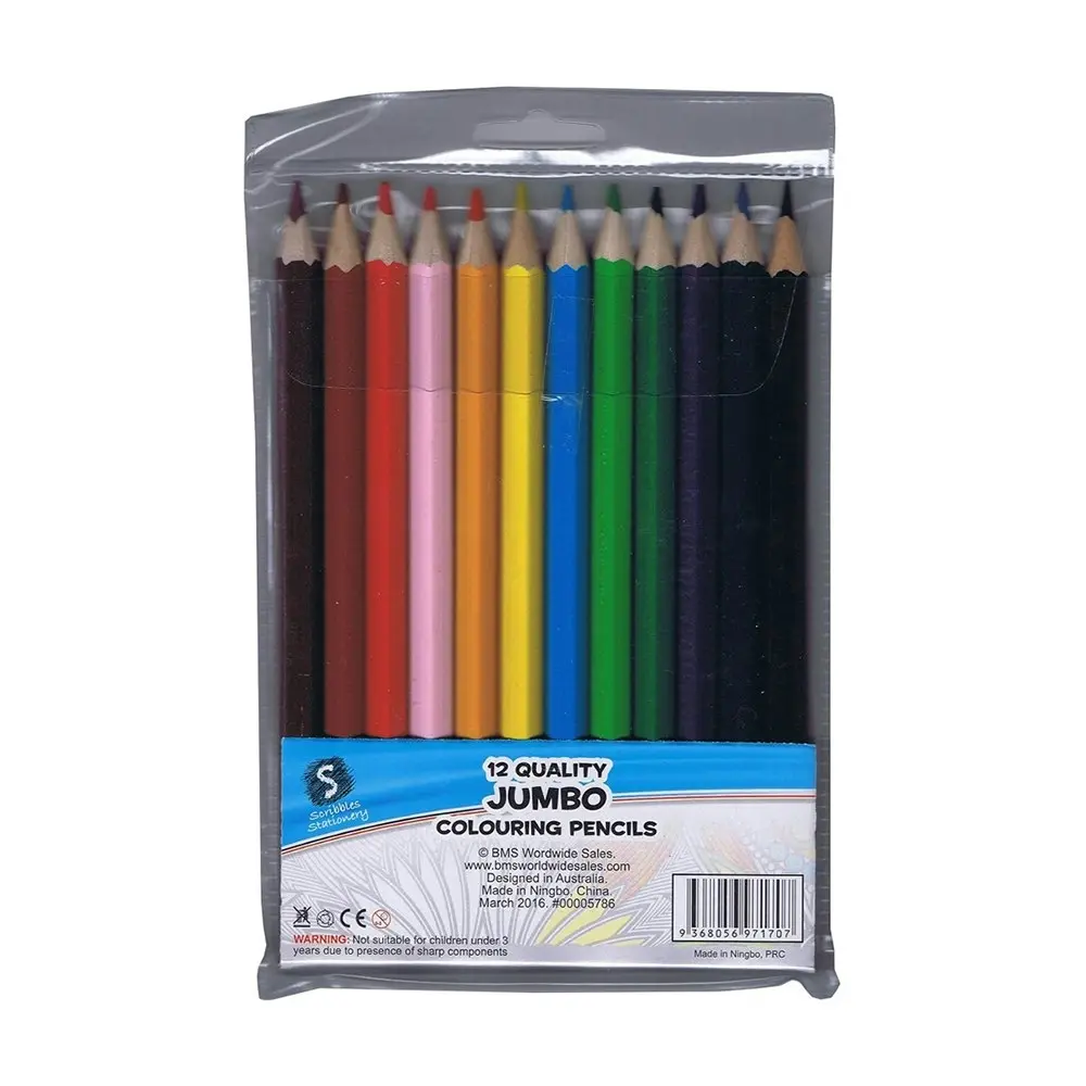 12pc Scribbles Stationery Jumbo Drawing/Colouring Pencils Art Set Kids/Adults