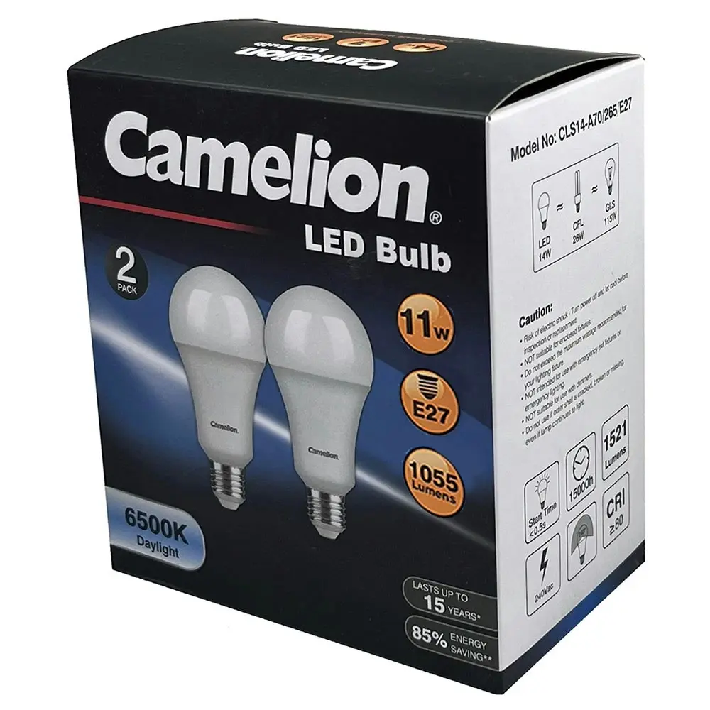 6pc Camelion LED Light Bulb E27 11W 240V 6500K Edison 1055 Lumens Cool Daylight