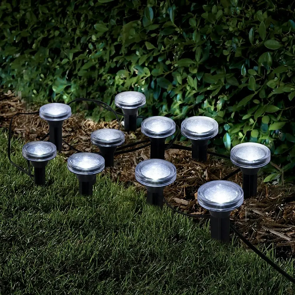 2PK Licht Solar Powered Spike String Outdoor Garden Lights Cool White LED 6.5m