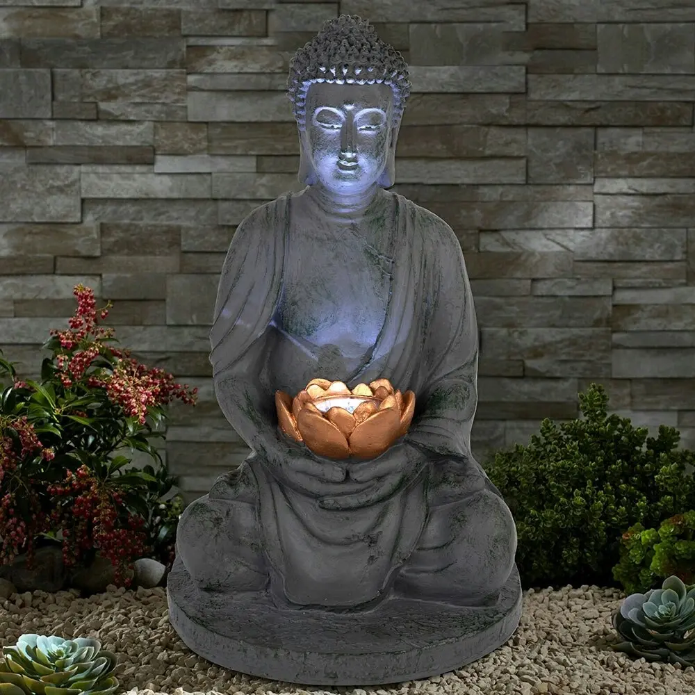 Licht Buddha Statue Solar Powered Outdoor Garden Light Warm White LED 18x17x27cm