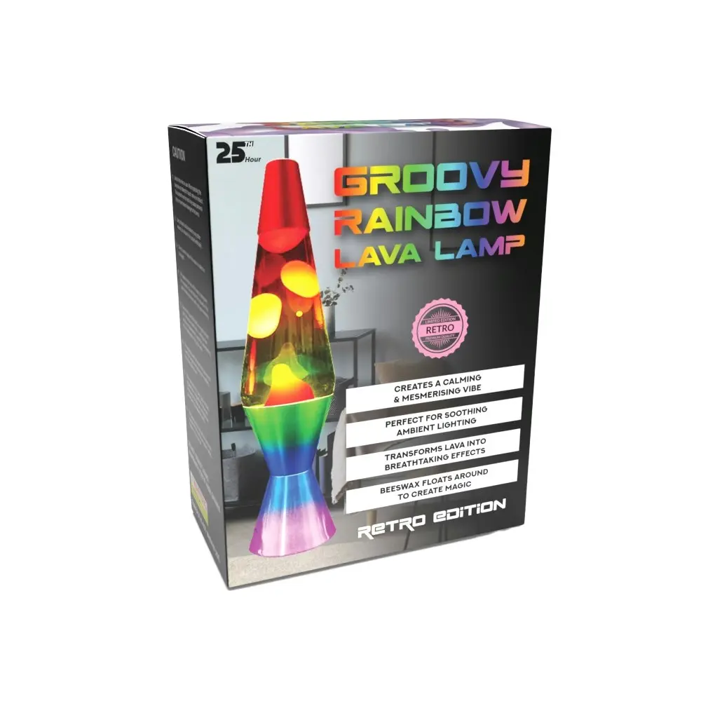 25th Hour Groovy Rainbow Lava Lamp Retro Edition Ambient Lighting 36x9.5cm