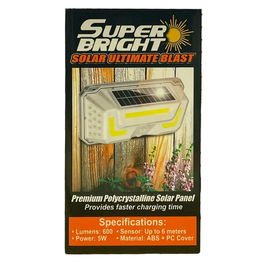 Solar Powered IP44 Super Bright Outdoor Home Motion Activated Light 600lm 23cm