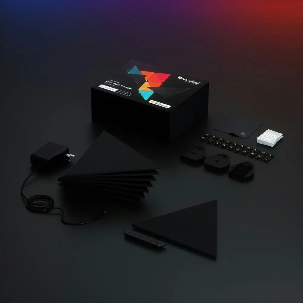 Nanoleaf Shapes Ultra Black Triangles 9 Panels Starter Kit Wall Smart Light