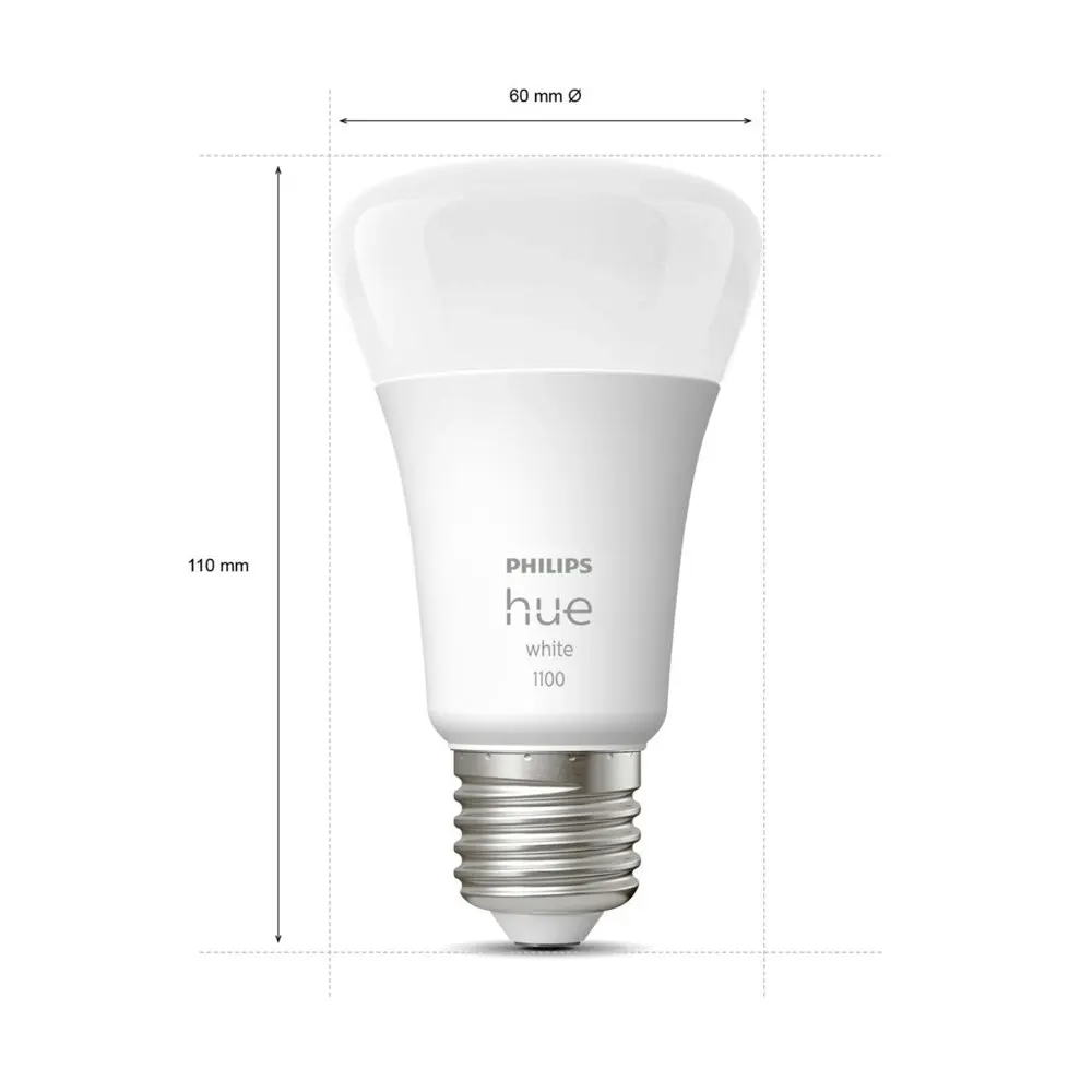 Philips HueW 9.5W A60 E27 White LED Light Bulb Home Lighting 1100 LM Bluetooth