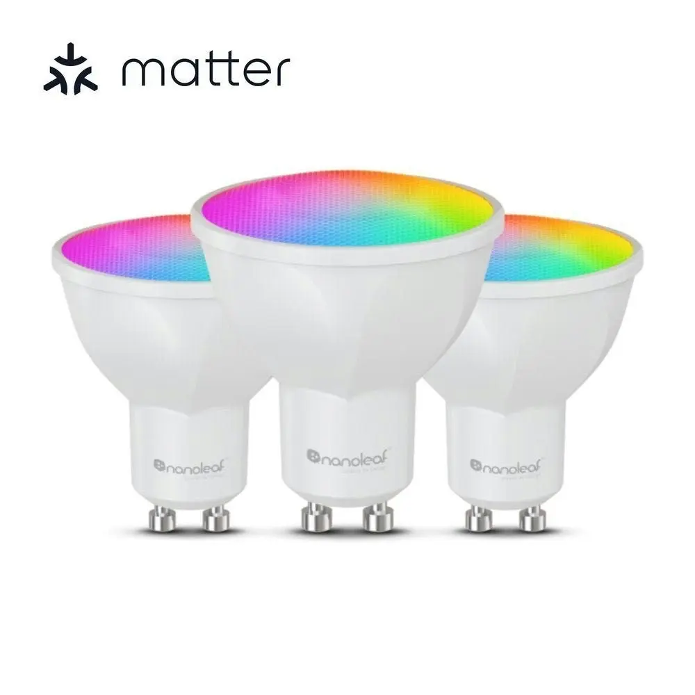 3x Nanoleaf Essentials GU10 Smart LED Light Bulb App Control For Matter Home Hub