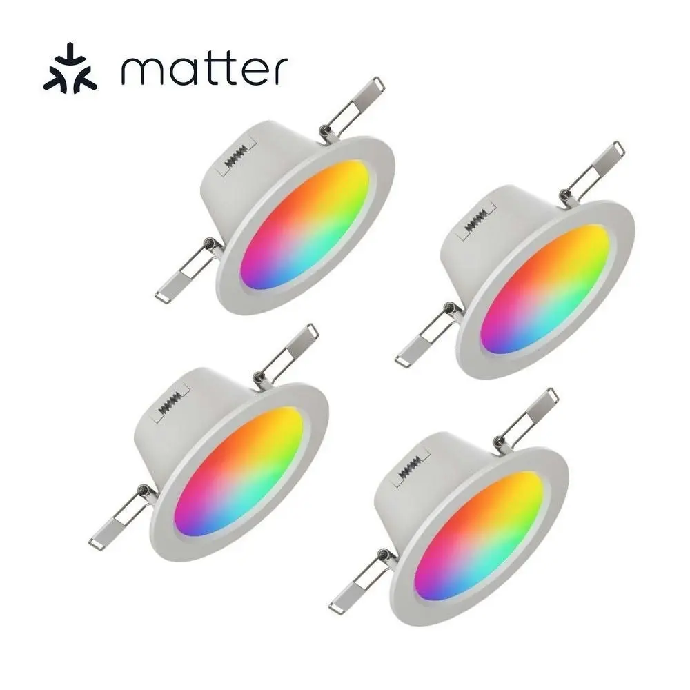 4PK Nanoleaf Essentials Colour Smart LED Downlight Light Bulb Matter Compatible