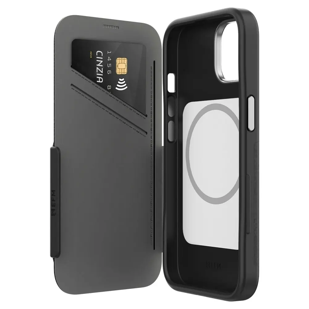 EFM Monaco Case Armour w/ ELeather/D3O 5G For iPhone 14 Plus Black/Space Grey