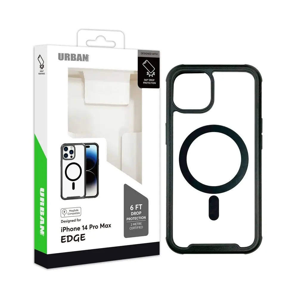 Urban Edge MagSafe Clear Protection Rubber Case For iPhone 15 Pro Max Black