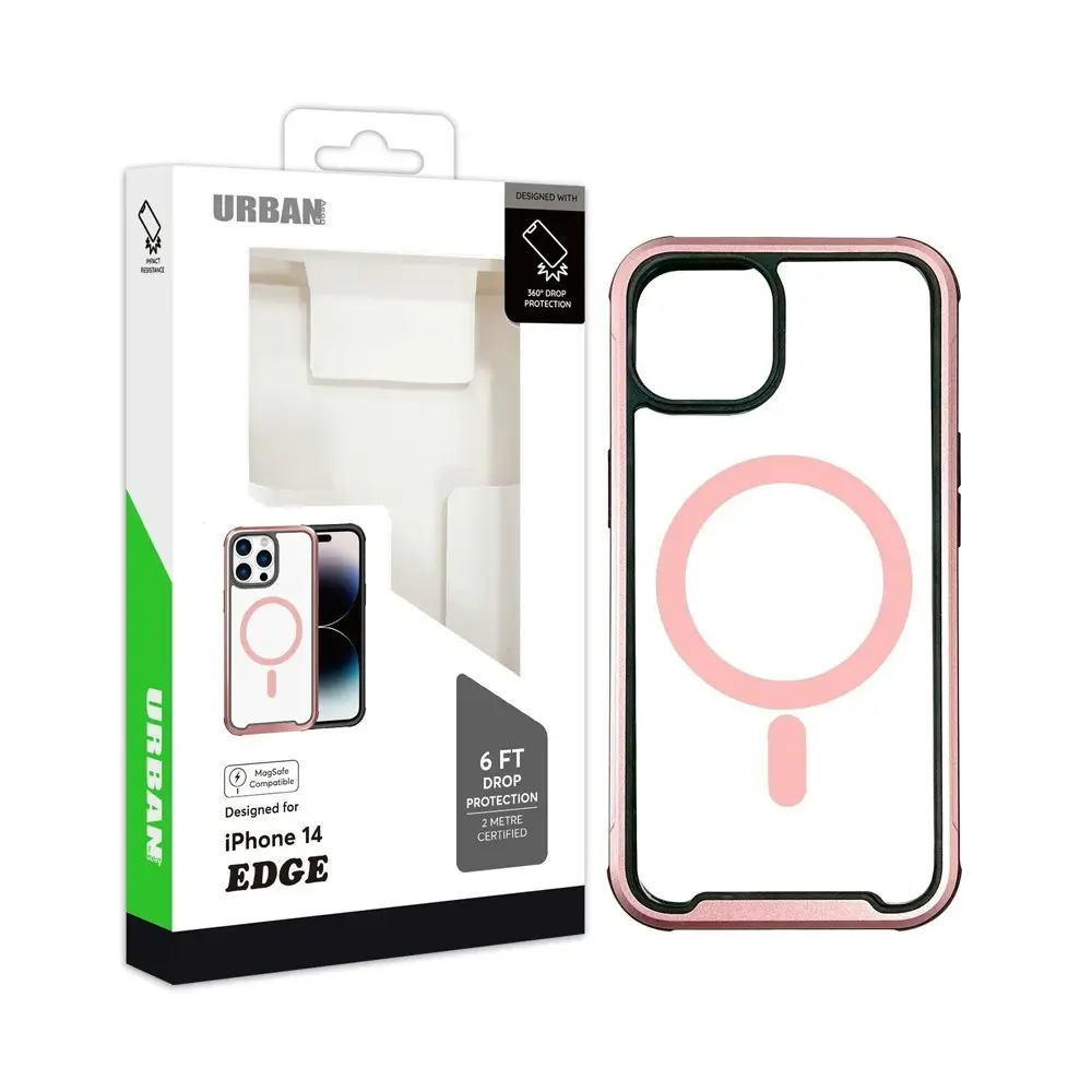 Urban Edge MagSafe Clear Protection Rubber Case For iPhone 15 Pro Rose Gold