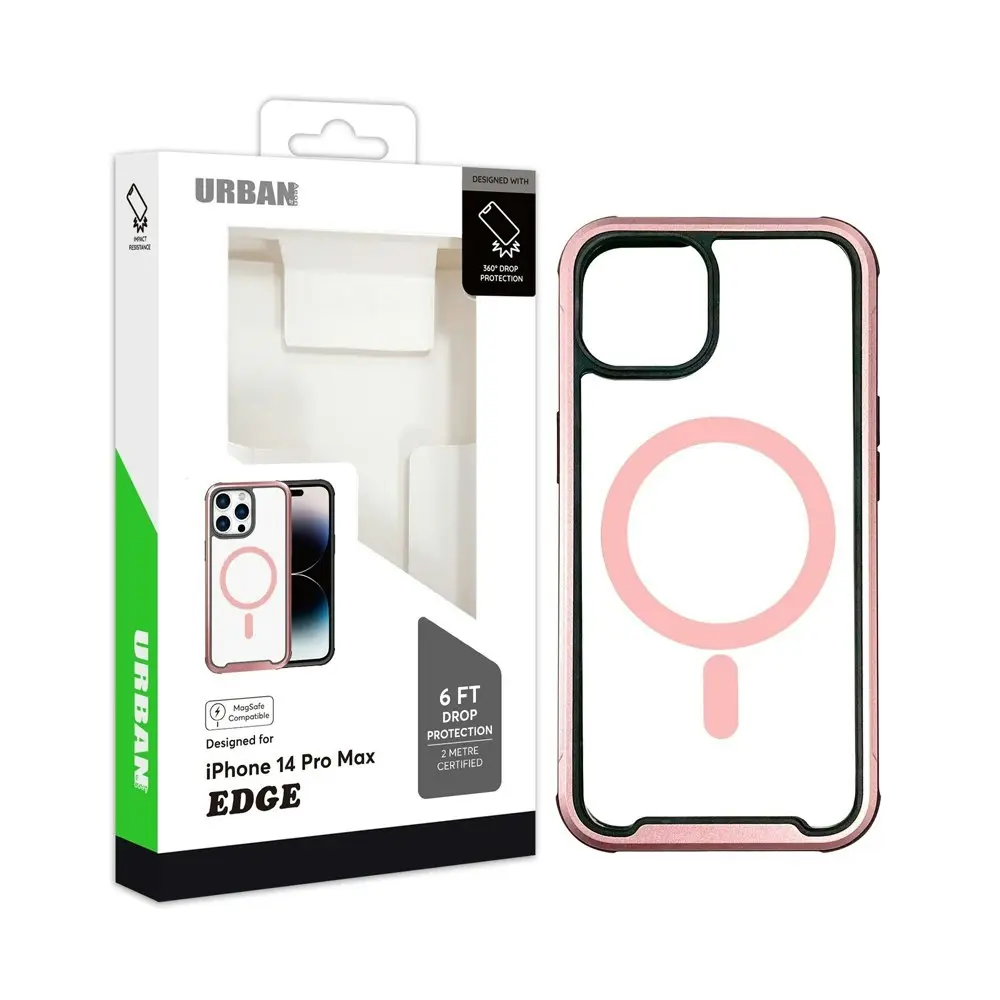 Urban Edge MagSafe Clear Protection Rubber Case For iPhone 15 Pro Max Rose Gold