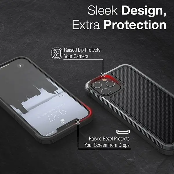 X-Doria Raptic Lux Case Cover Protection For iPhone 12 Pro Max Black Carbon