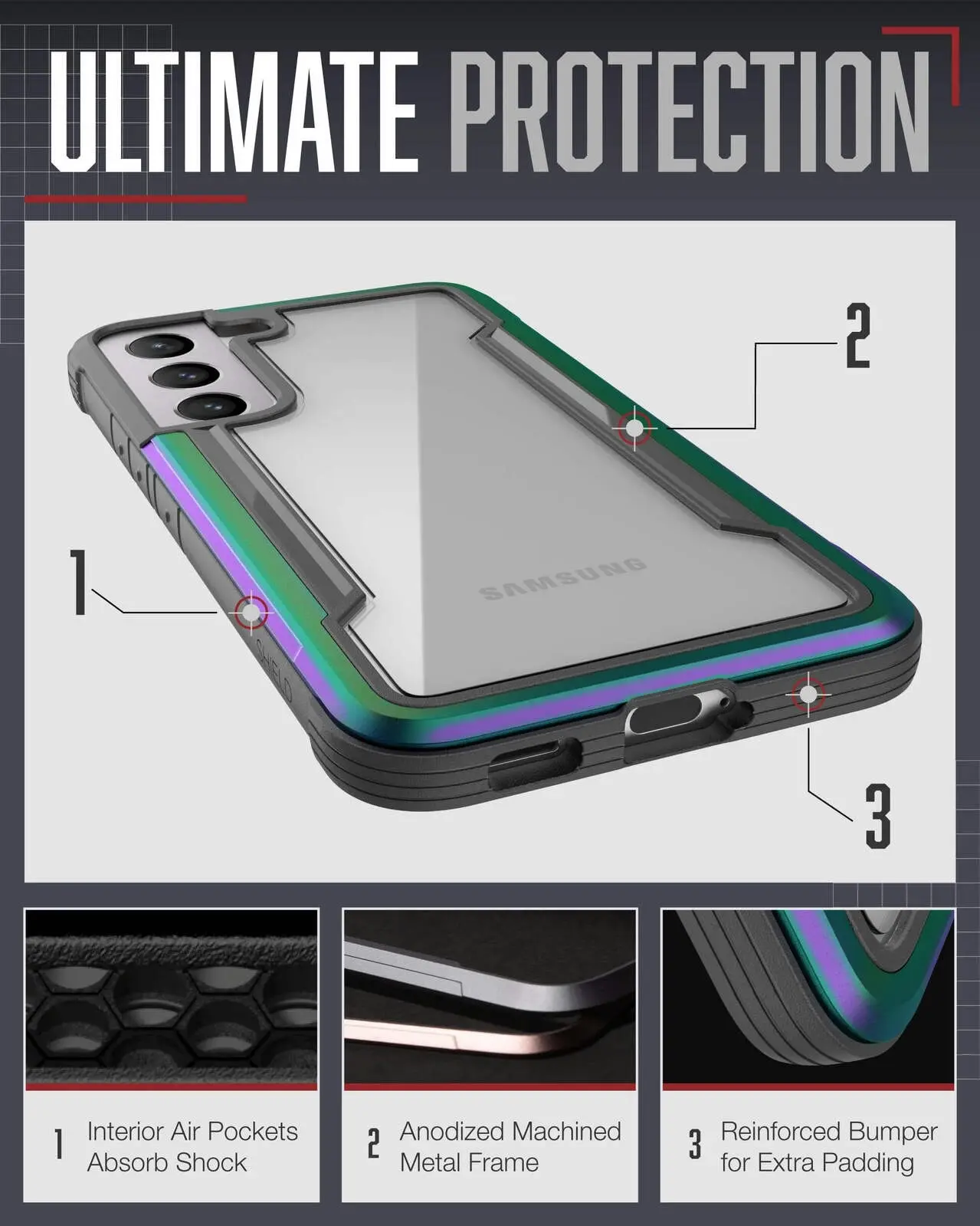 X-Doria Raptic Shield Pro Shockproof Case/Cover For Samsung Galaxy S22 Irid