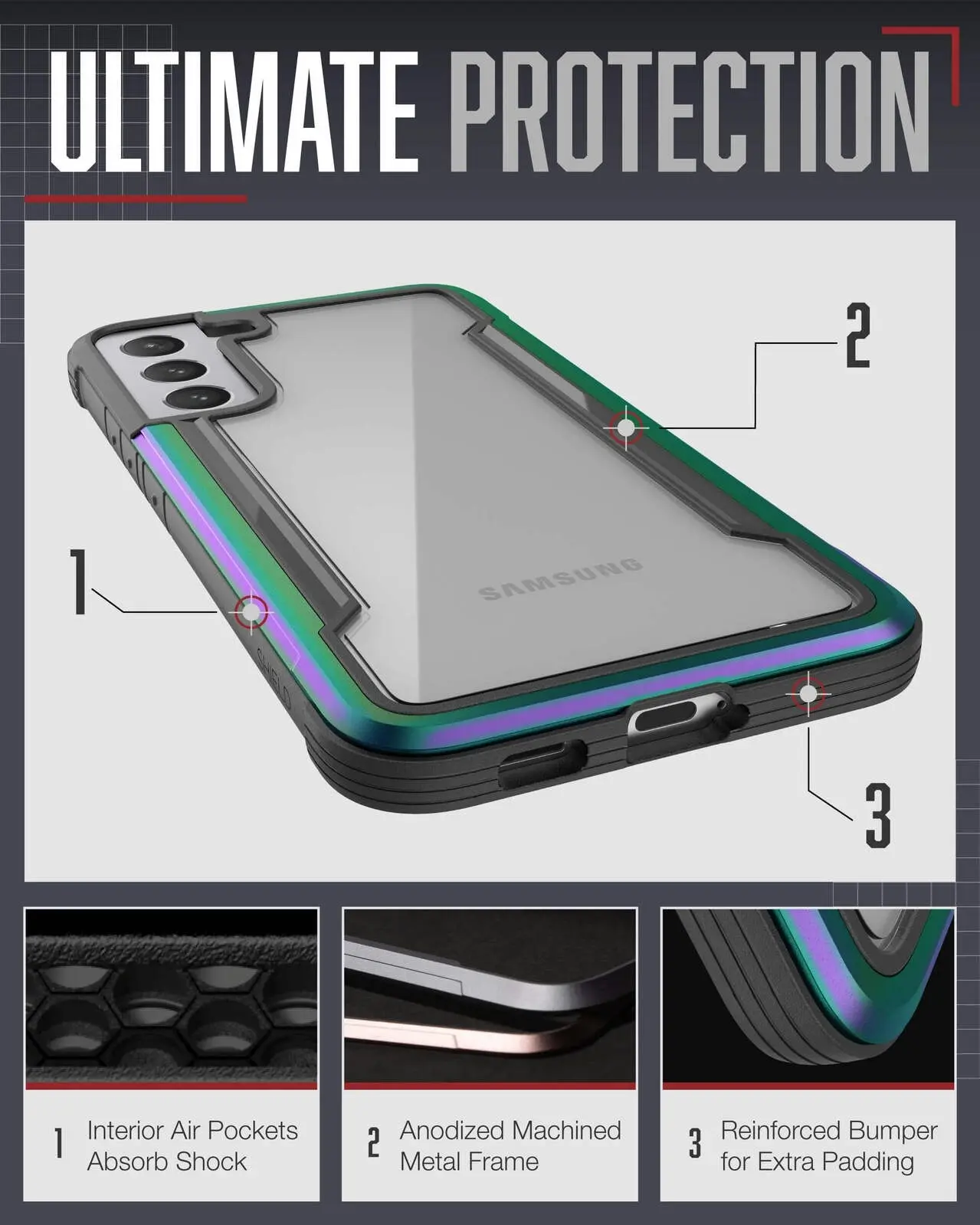 X-Doria Raptic Shield Pro Shockproof Case/Cover For Samsung Galaxy S22+ Irid