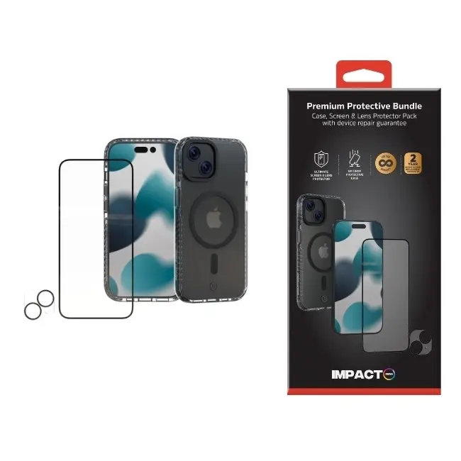 3pc Impact Zero Case/Camera Lens/Screen Protector w/ Applicator For iPhone 15