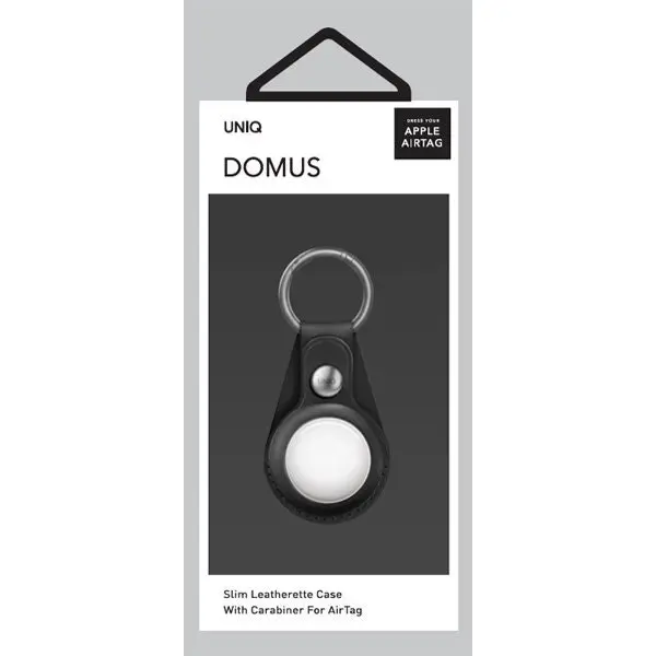 Uniq Domus Apple AirTag Location Tracker Protective Leatherette Case/Cover Black