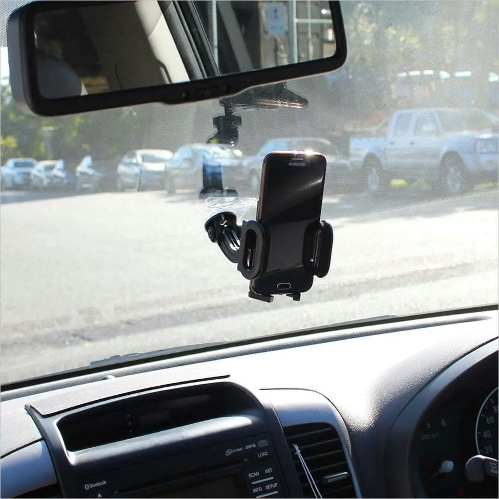 I-Hook Adjustable Universal Car Phone Suction Holder Storage Mount Stand Black