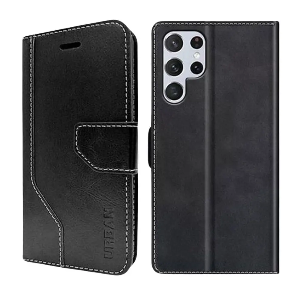 Urban Everyday Wallet Folio Phone Case Flip Cover For Samsung Galaxy S24 Black