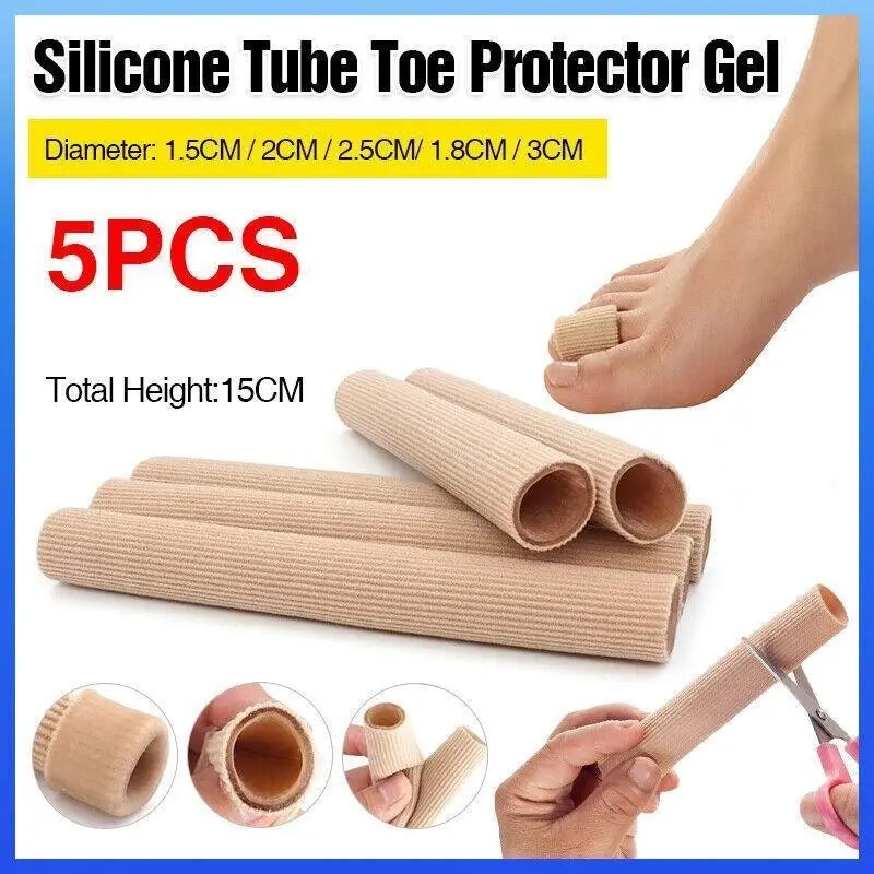 5Pcs Silicone Tube Toe Gel Protector Corn Relief Foot Pain Soft Cushion Pad Cap