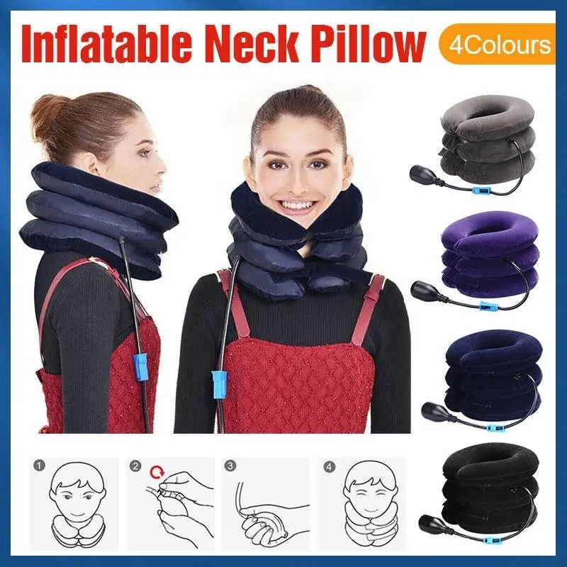 Air Inflatable Neck Pillow Head Cervical Traction Support Stretcher Pain Relief