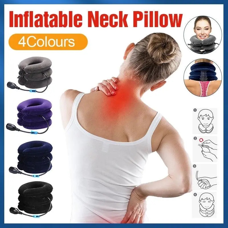 Air Inflatable Neck Pillow Head Cervical Traction Support Stretcher Pain Relief