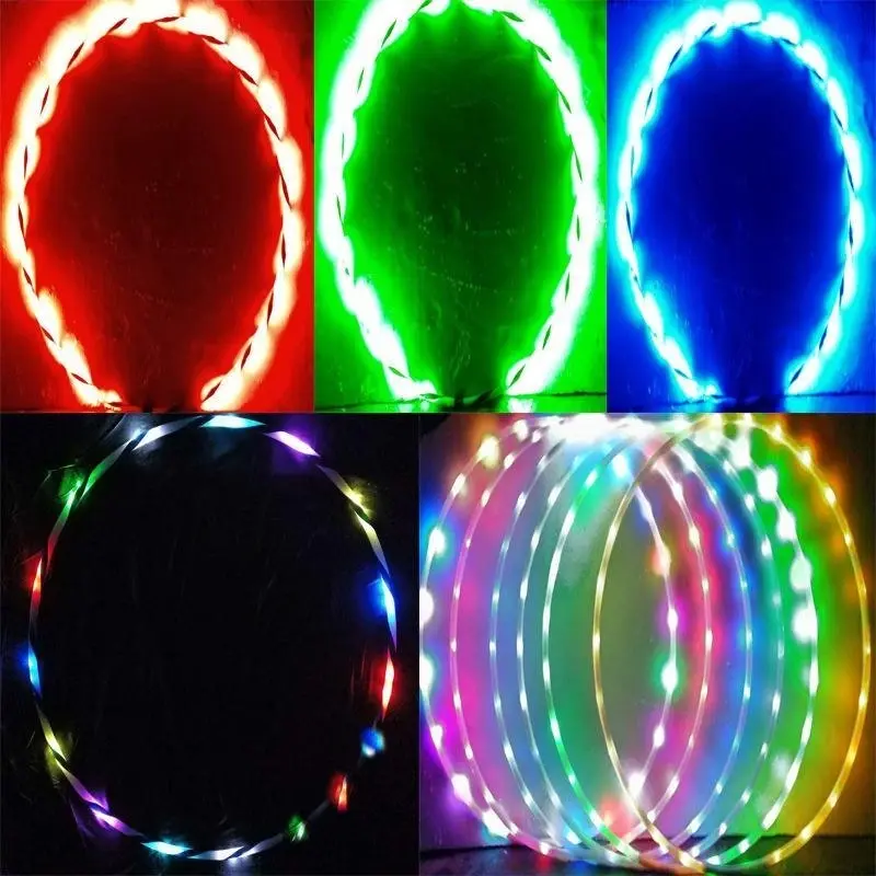 LED Light-Up Exercise Fitness Hoop Dance Lose Weight Colour Changing Detachable