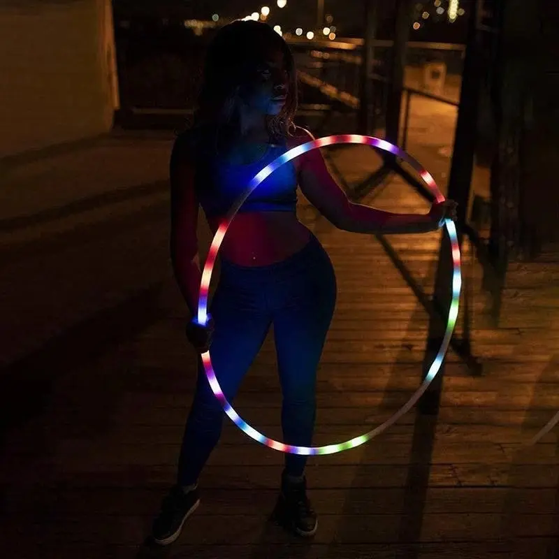 LED Light-Up Exercise Fitness Hoop Dance Lose Weight Colour Changing Detachable