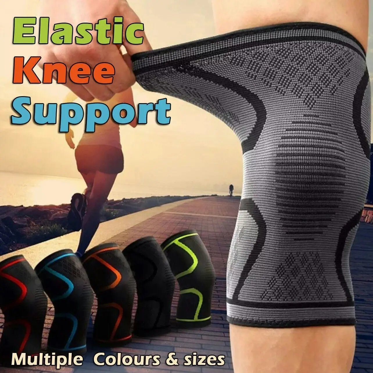 AOLIKES 3D Weaving Knee Support Brace Sleeve Joint Kneelet Leg Breathable Black