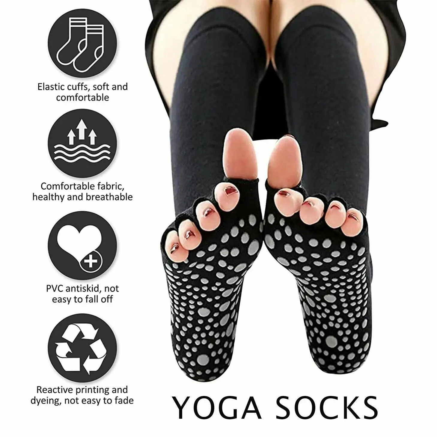 Women Long Massage Pilates Socks Yoga Socks Anti-skid Grip Non Slip Socks Long