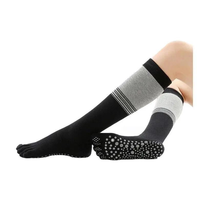 Women Long Massage Pilates Socks Yoga Socks Anti-skid Grip Non Slip Socks Medium