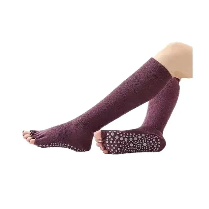 Women Long Massage Pilates Socks Yoga Socks Anti-skid Grip Non Slip Socks Medium Open