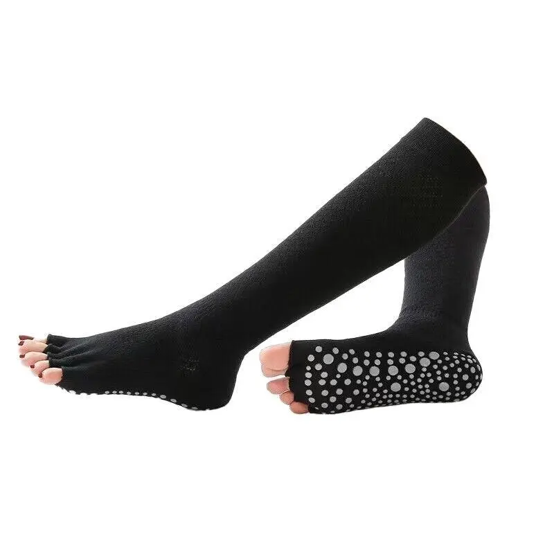 Women Long Massage Pilates Socks Yoga Socks Anti-skid Grip Non Slip Socks Medium Open