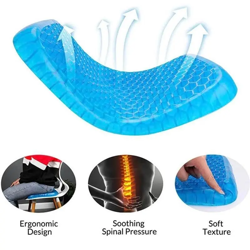 Gel Honeycomb Seat Comfort Cushion Flex Back Support Spine Protector