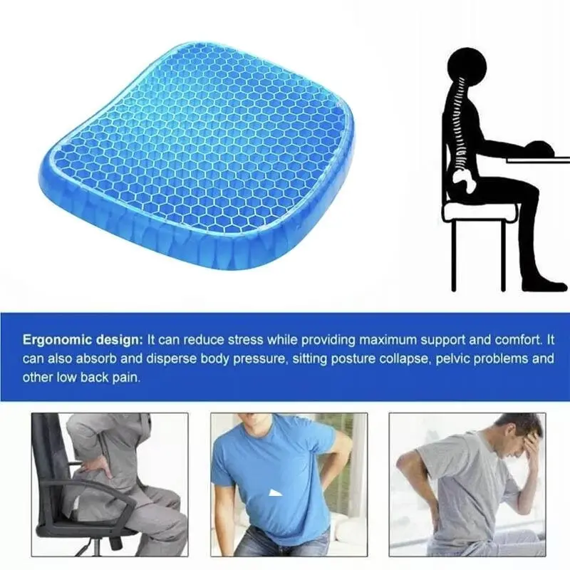 Gel Honeycomb Seat Comfort Cushion Flex Back Support Spine Protector