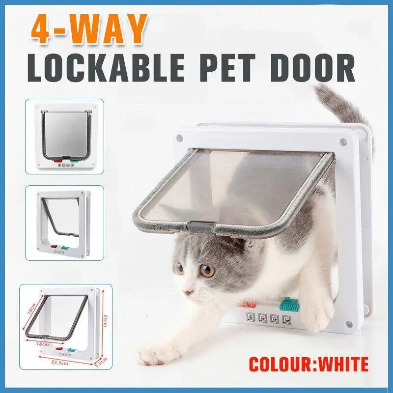 4-Way Safe Lockable Locking Pet Cat Dog Door Brushy Flap Screen L Large Size Au