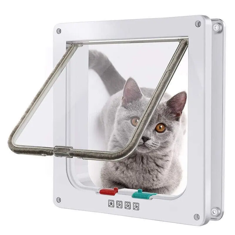 4-Way Safe Lockable Locking Pet Cat Dog Door Brushy Flap Screen L Large Size Au