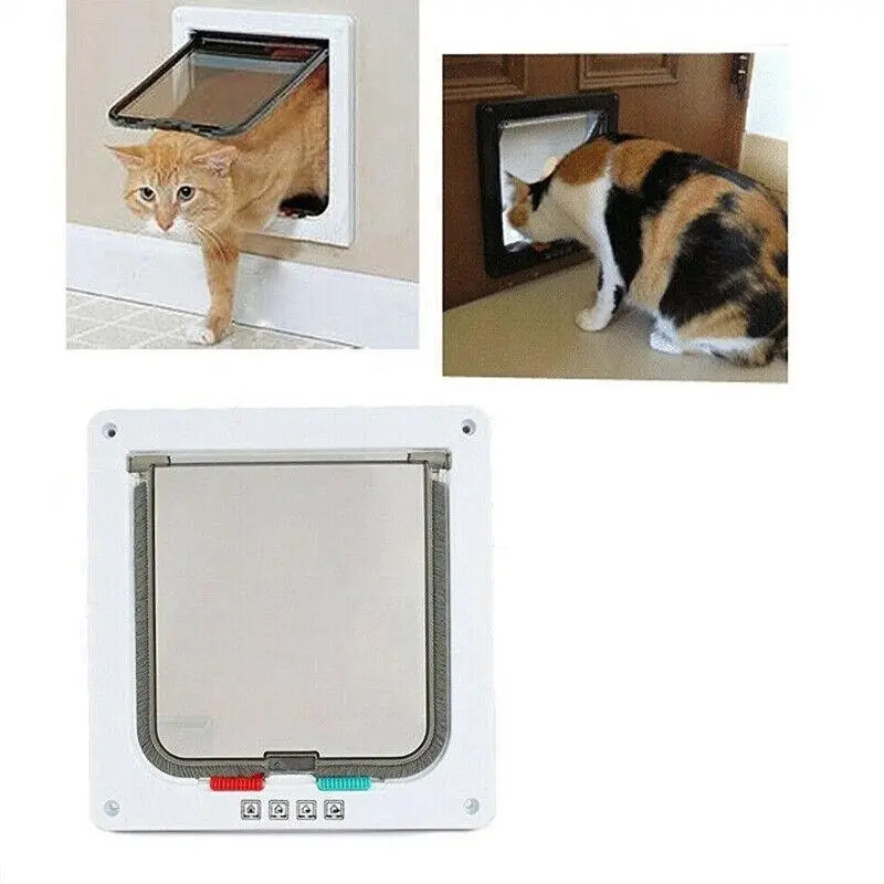 4-Way Safe Lockable Locking Pet Cat Dog Door Brushy Flap Screen L Large Size Au