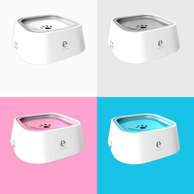 1.5L No-Spill Pet Water Bowl Slow Feeder Dust-Free Non-Skid