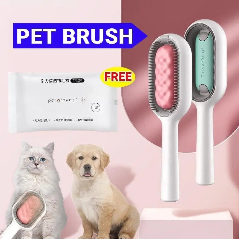 Universal Pet Knots Remover Multifunctional Cat Dog Cleaning Brush With Wipes