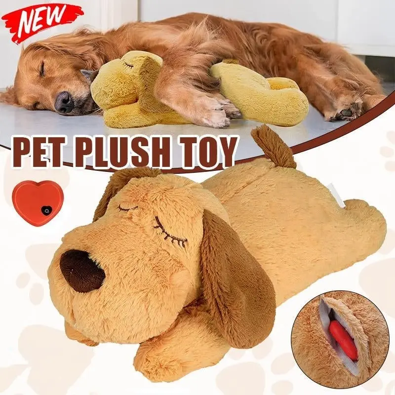 Pet Puppy Cat Soft Plush Toy Heartbeat Sleeping Buddy Dog Behavioral Anxiety Aid