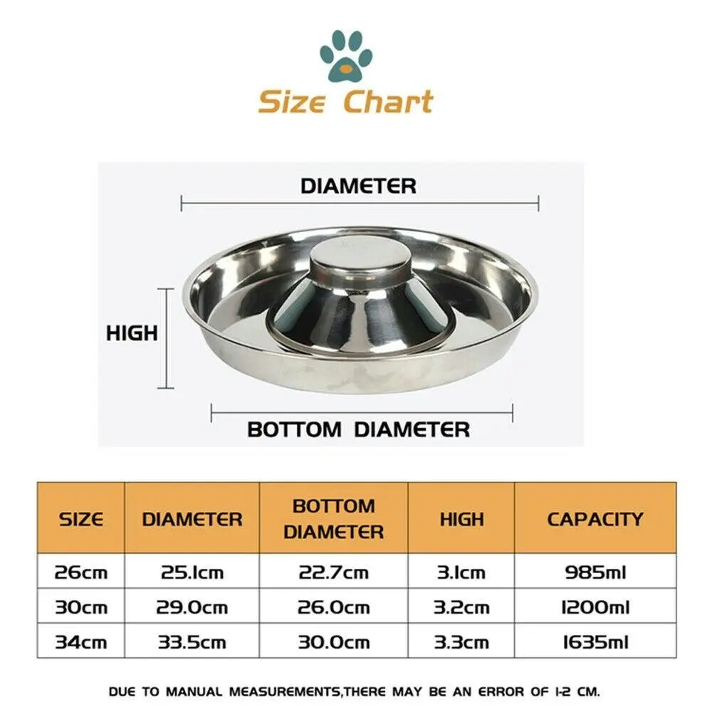 Feeder Bowl Stainless Dish Puppy Dog Pet Cat Litter Food Feeding Weaning Home Au