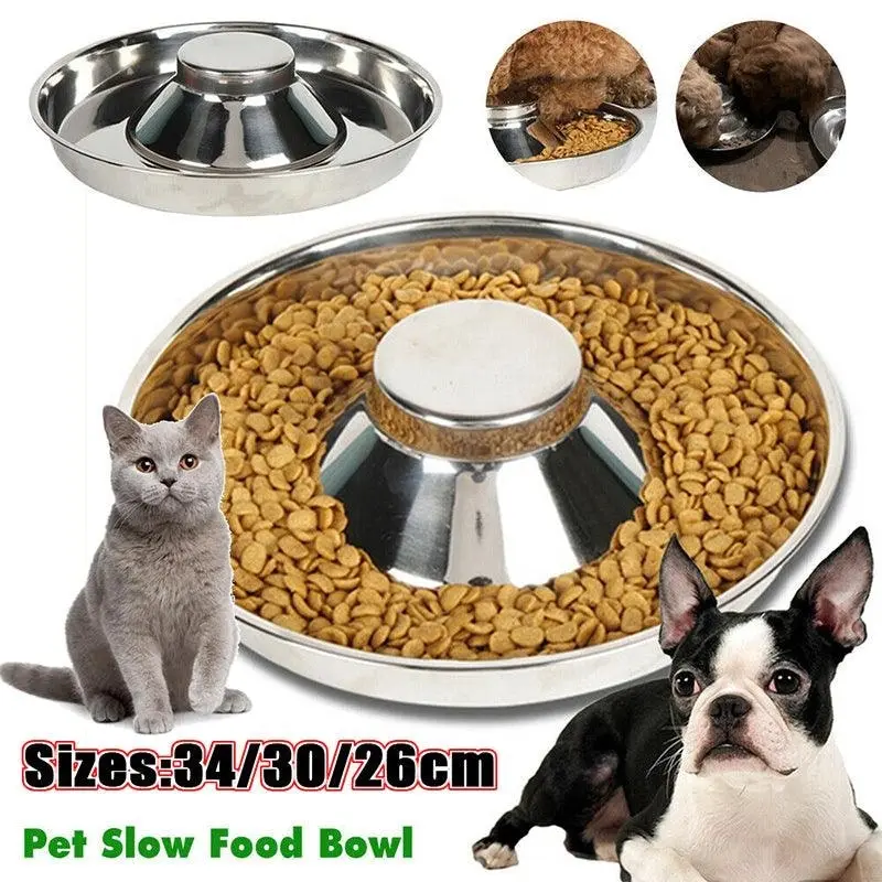 Feeder Bowl Stainless Dish Puppy Dog Pet Cat Litter Food Feeding Weaning Home Au