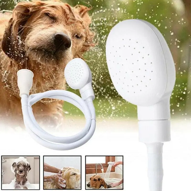 Pet Shower Spray  Hose Single Tap Sink Bath Washing Holder Dog Head  Attachment