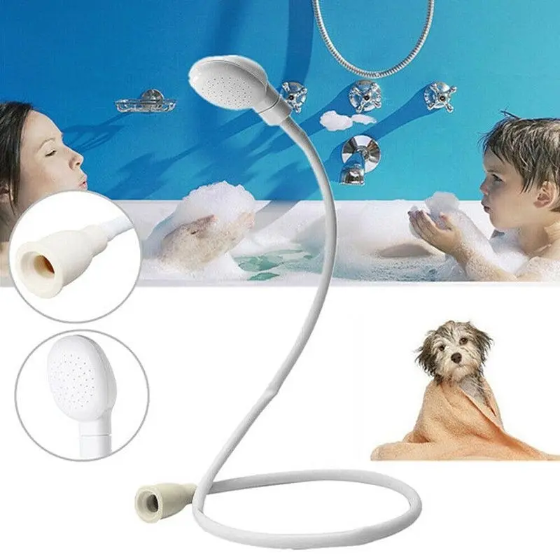 Pet Shower Spray  Hose Single Tap Sink Bath Washing Holder Dog Head  Attachment