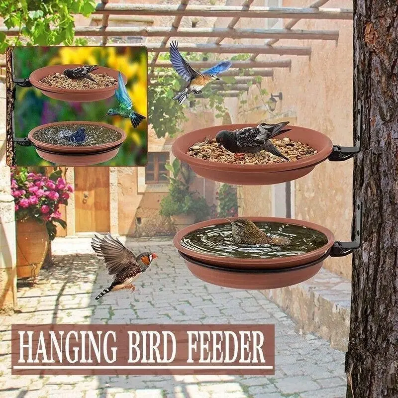 Garden Charm Versatile Hanging Bird Feeder and Bath Tray Plastic Outdoor