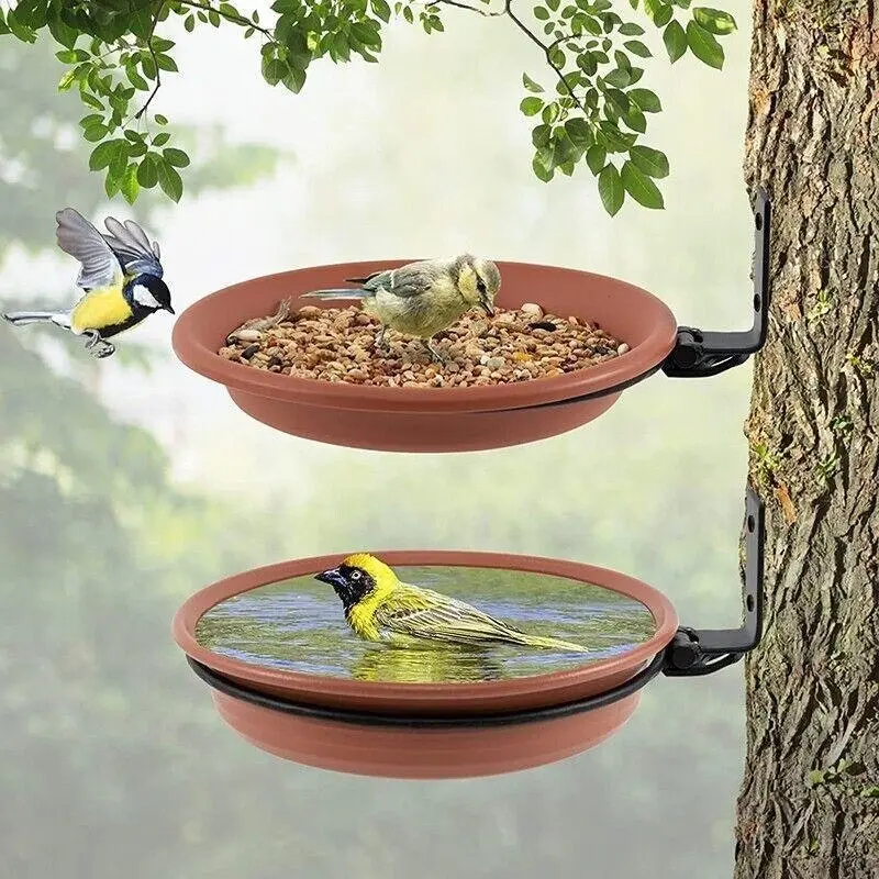 Garden Charm Versatile Hanging Bird Feeder and Bath Tray Plastic Outdoor