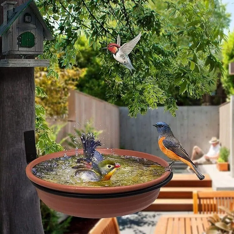 Garden Charm Versatile Hanging Bird Feeder and Bath Tray Plastic Outdoor