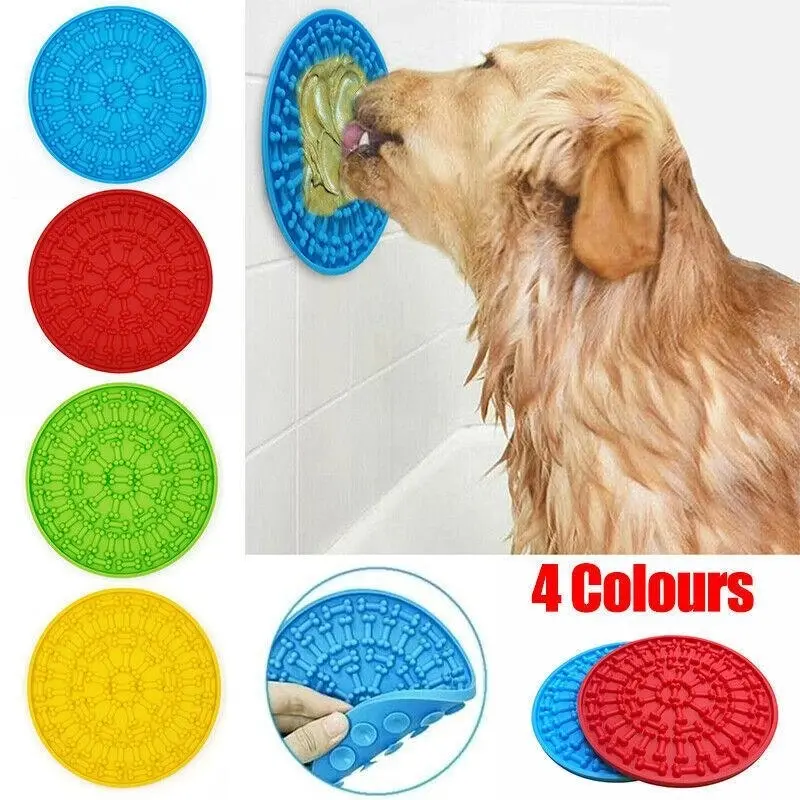 Fun Pet Dog Lick Pad Bath Washing Buddy Distraction Suction Grooming Helper Mat